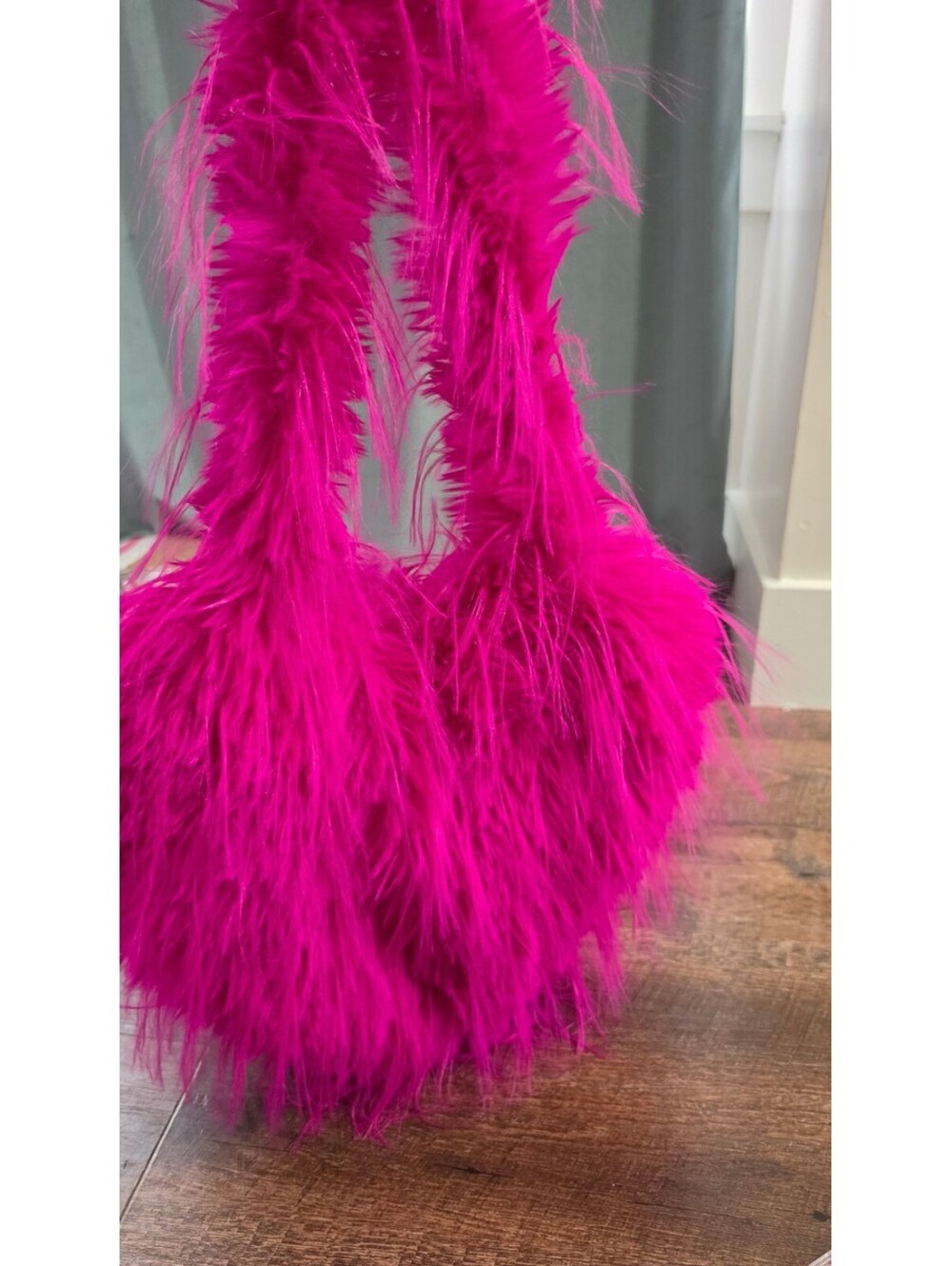 Vibrant Pink Faux Fur Shoulder Bag